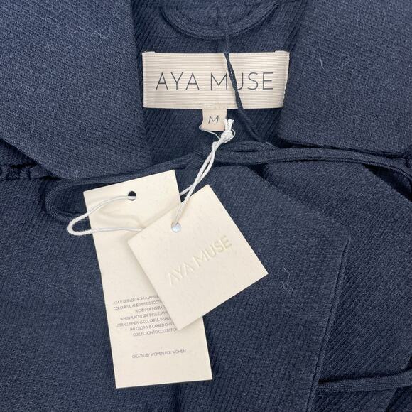 Aya Muse Sycamore Lattice Lace Up Crop Jacket Black Size M - Picture 10 of 10